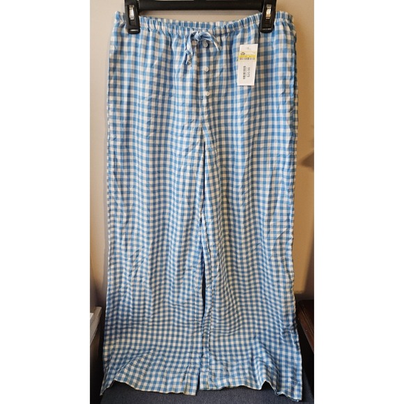 Colsie Blue White Gingham Pajama Pants XS 100% Cotton Drawstring Lounge NWT - Picture 1 of 8